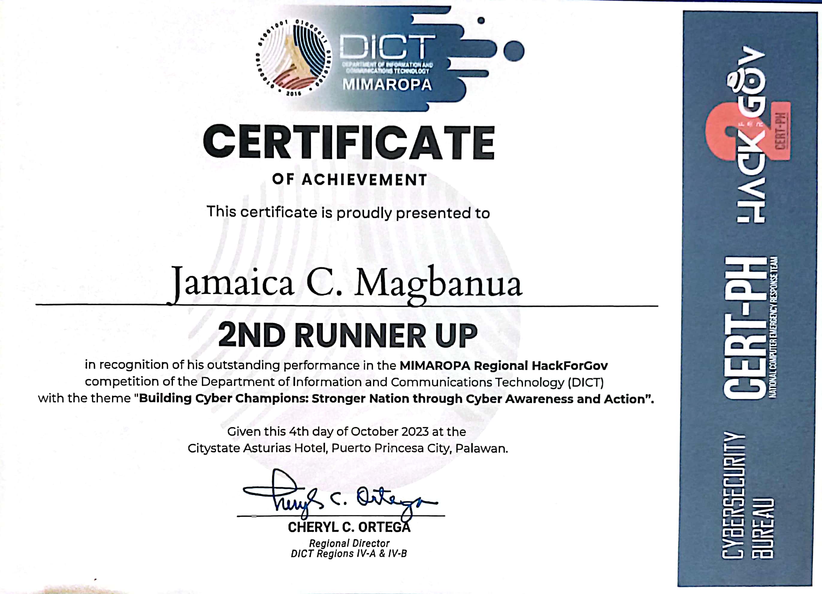 Hack4Gov 2023 Certificate